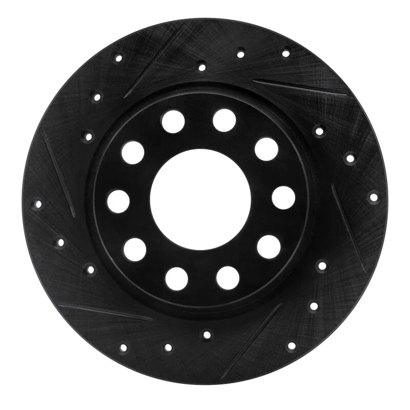 R1 Concepts 633-74045L, R1 01-03 Volkswagen EuroVan Front Left Drilled & Slotted Black Brake Rotor