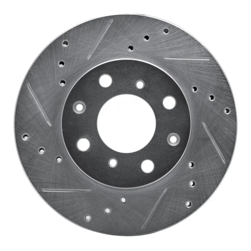 R1 Concepts 631-59018L, R1 90-00 Honda Civic DEL SOL Front Left Drilled & Slotted Silver Brake Rotor