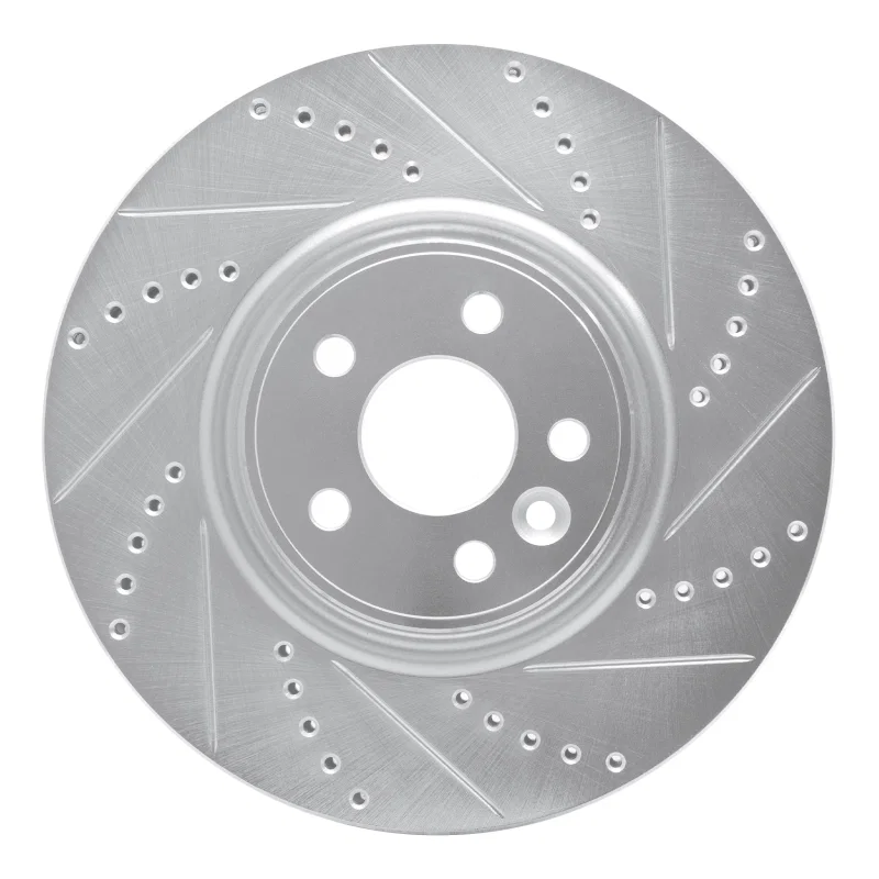 R1 Concepts 631-27036R, R1 07-16 Volvo S60 Front Right Drilled & Slotted Silver Brake Rotor