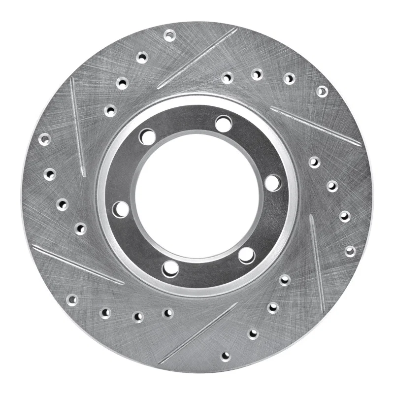 R1 Concepts 631-72048L, R1 81-87 Dodge Ram 50 Front Left Drilled & Slotted Silver Brake Rotor