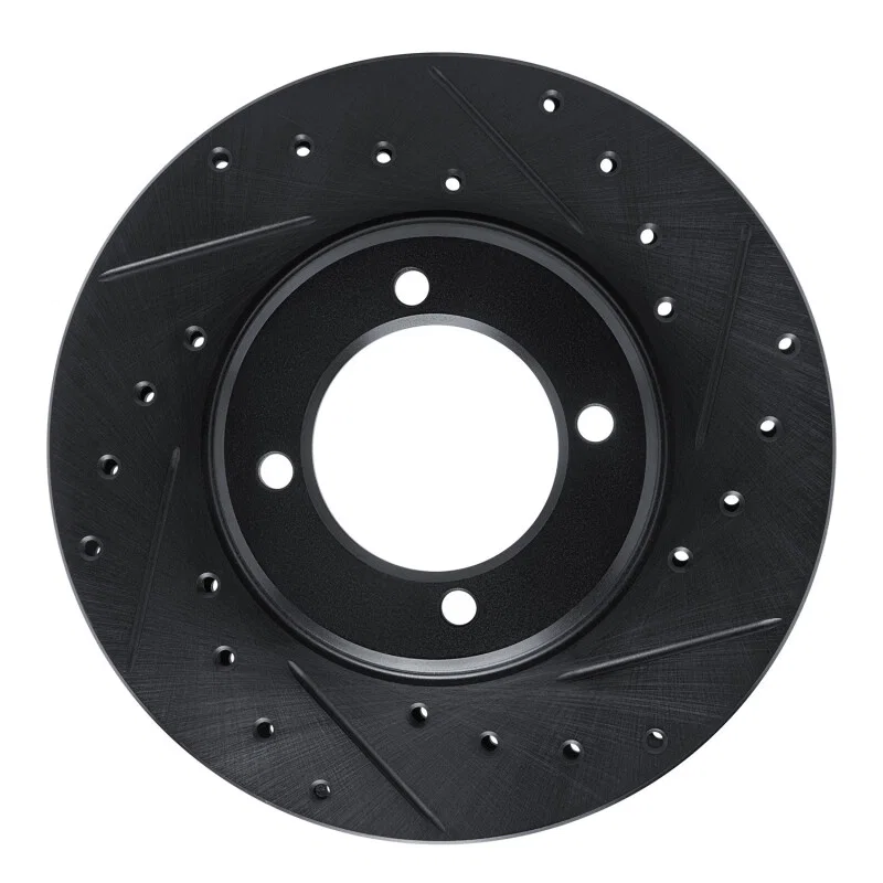 R1 Concepts 633-76015R, R1 81-82 Toyota Cressida Front Right Drilled & Slotted Black Brake Rotor