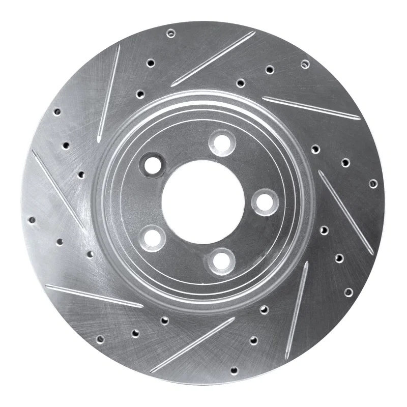 R1 Concepts 631-20019L, R1 06-10 Jaguar XF Front Left Drilled & Slotted Silver Brake Rotor