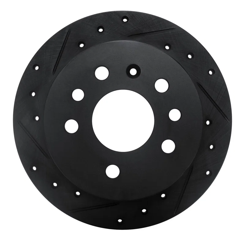 R1 Concepts 633-65009L, R1 94-96 Saab 900 Rear Left Drilled & Slotted Black Brake Rotor
