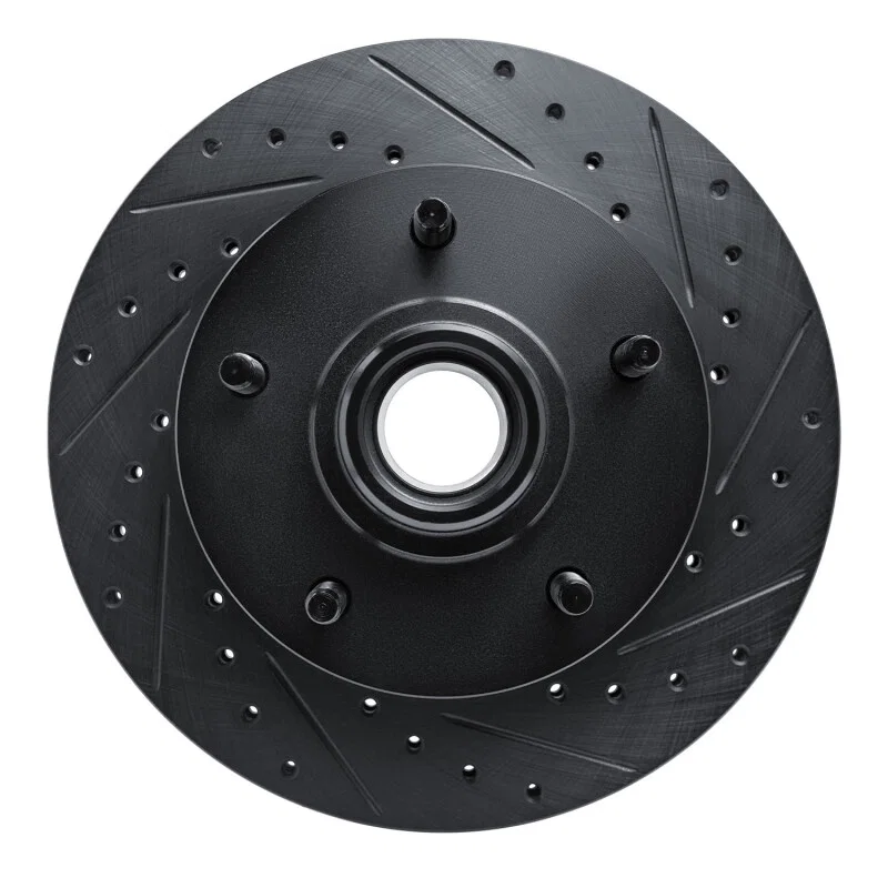 R1 Concepts 633-54129R, R1 94-01 Ford E-150 Econoline Front Right Drilled & Slotted Black Brake Rotor