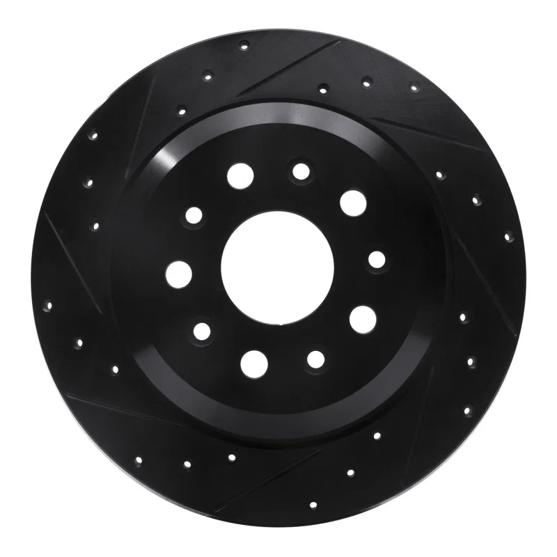R1 Concepts 633-42042L, R1 18-25 Jeep Wrangler Rear Left Drilled & Slotted Black Brake Rotor