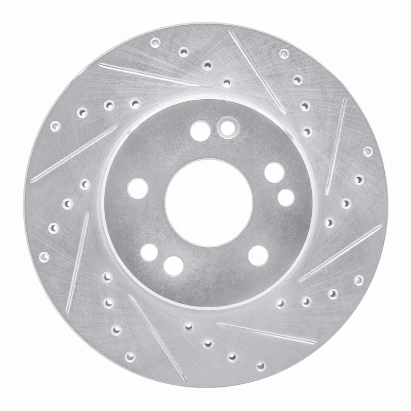 R1 Concepts 631-63020R, R1 90-95 Mercedes-Benz 300CE Front Right Drilled & Slotted Silver Brake Rotor