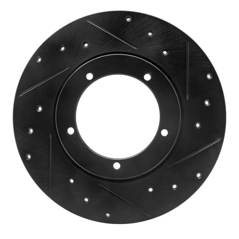 R1 Concepts 633-02000R, R1 65-76 Porsche 911 Front Right Drilled & Slotted Black Brake Rotor