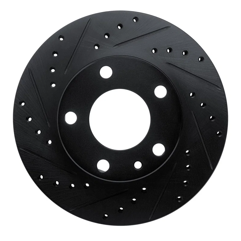 R1 Concepts 633-31007L, R1 76-82 BMW 530I Front Left Drilled & Slotted Black Brake Rotor