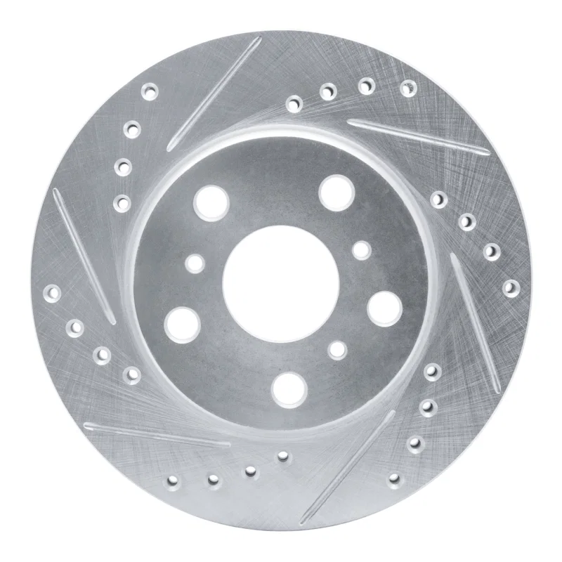 R1 Concepts 631-76016L, R1 83-86 Toyota Camry Front Left Drilled & Slotted Silver Brake Rotor