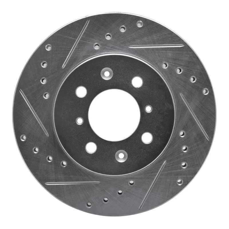 R1 Concepts 631-76097L, R1 84-85 Toyota Van Front Left Drilled & Slotted Silver Brake Rotor