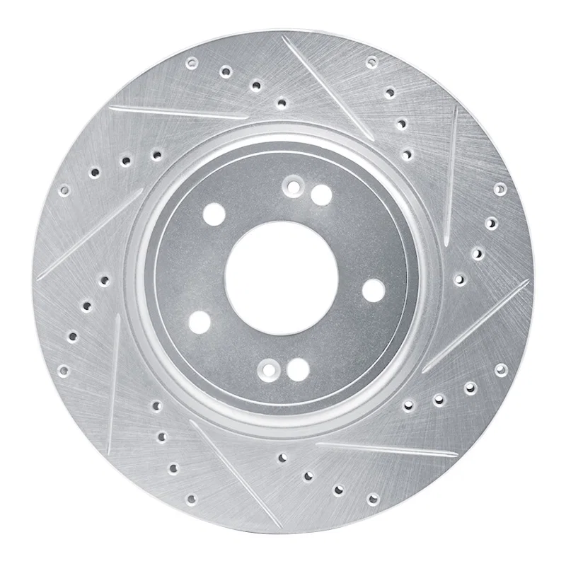 R1 Concepts 631-21040R, R1 18-23 Genesis G70 Front Right Drilled & Slotted Silver Brake Rotor