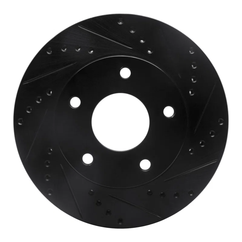 R1 Concepts 633-48034R, R1 97-05 Chevrolet S10 Front Right Drilled & Slotted Black Brake Rotor