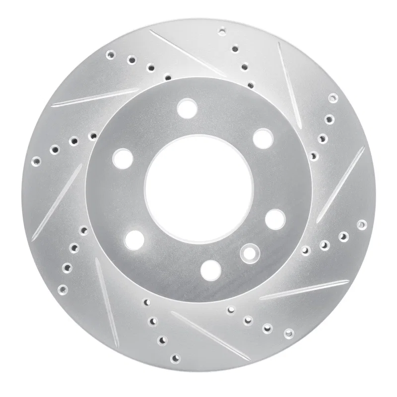 R1 Concepts 631-40043R, R1 06-25 American Coach Patriot Front Right Drilled & Slotted Silver Brake Rotor