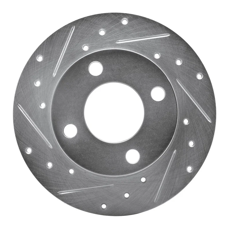 R1 Concepts 631-73007L, R1 82-98 Audi Cabriolet Rear Left Drilled & Slotted Silver Brake Rotor