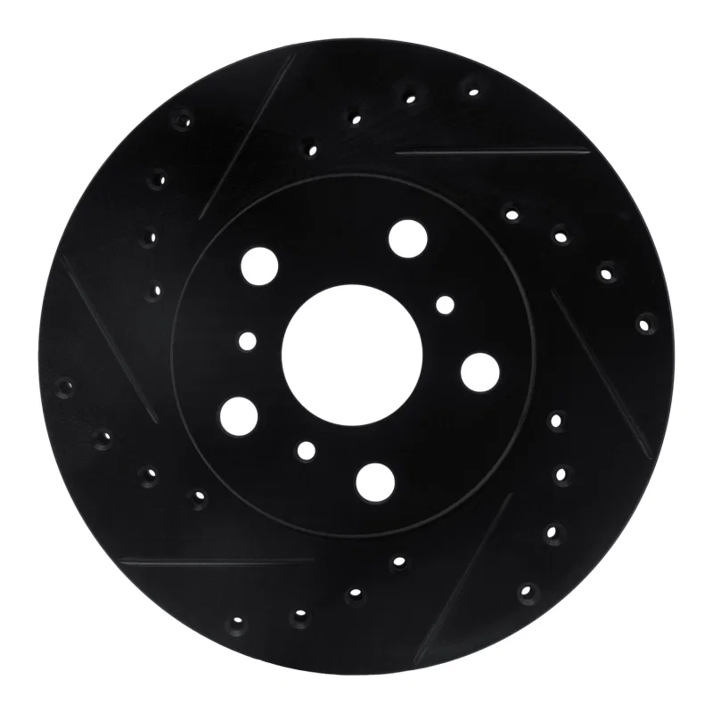 R1 Concepts 633-76036L, R1 87-91 Toyota Camry Front Left Drilled & Slotted Black Brake Rotor