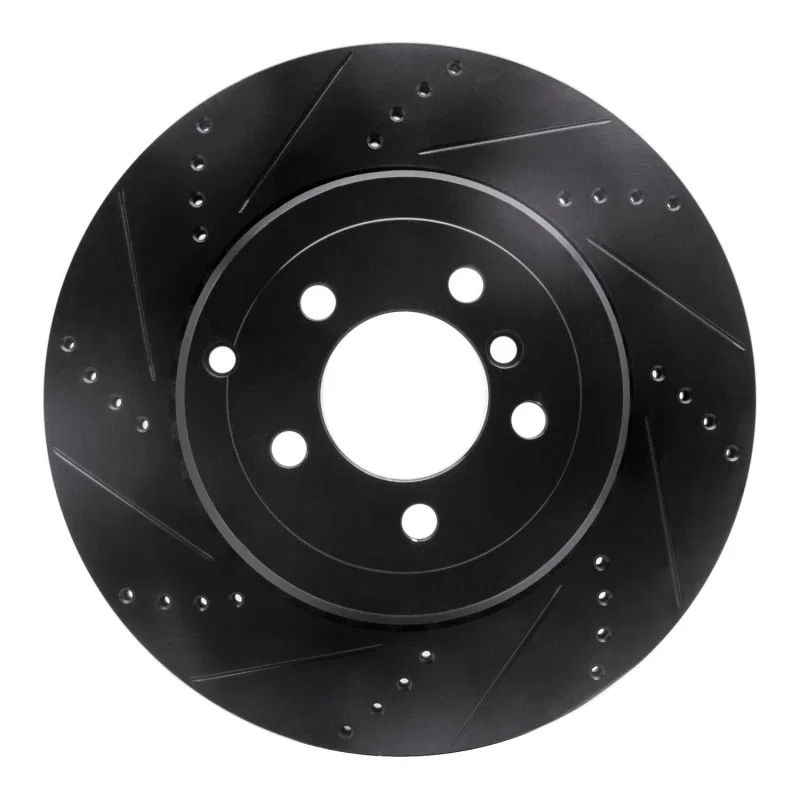 R1 Concepts 633-11018L, R1 10-12 Land Rover Range Rover Rear Left Drilled & Slotted Black Brake Rotor