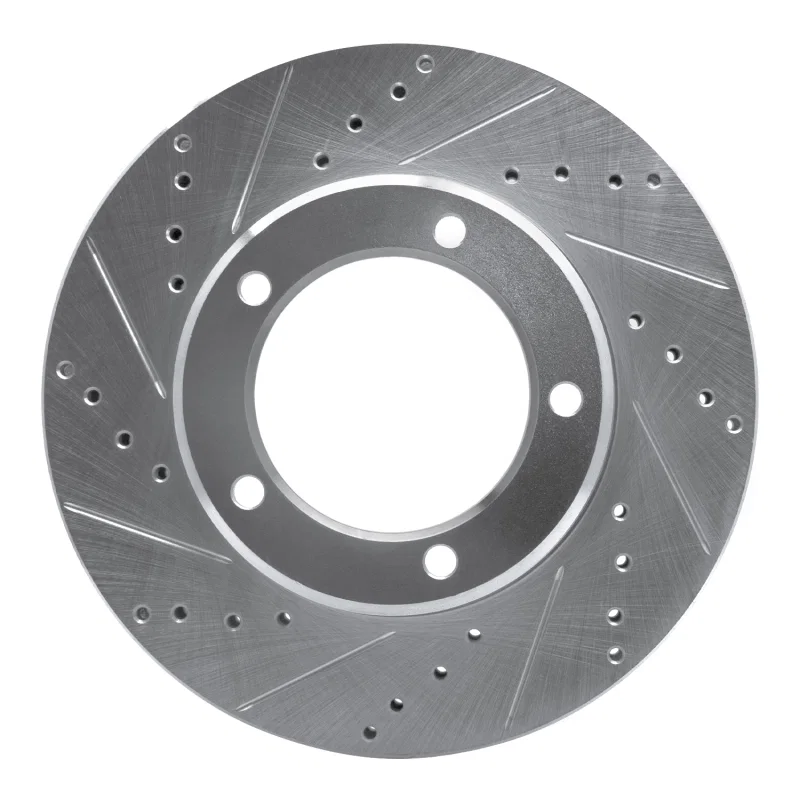 R1 Concepts 631-76112L, R1 98-07 Lexus LX470 Front Left Drilled & Slotted Silver Brake Rotor