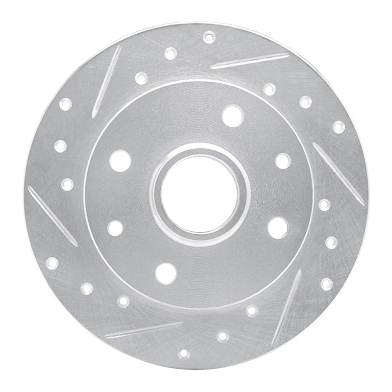 R1 Concepts 631-80000L, R1 81-85 Mazda RX-7 Rear Left Drilled & Slotted Silver Brake Rotor