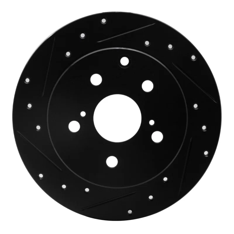 R1 Concepts 633-76134L, R1 06-18 Lexus HS250H Rear Left Drilled & Slotted Black Brake Rotor