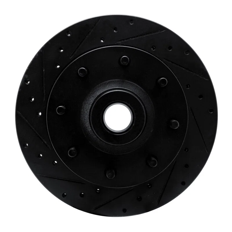 R1 Concepts 633-40059L, R1 78-97 Dodge B200 / B200 Van / B250 Front Left Drilled & Slotted Black Brake Rotor