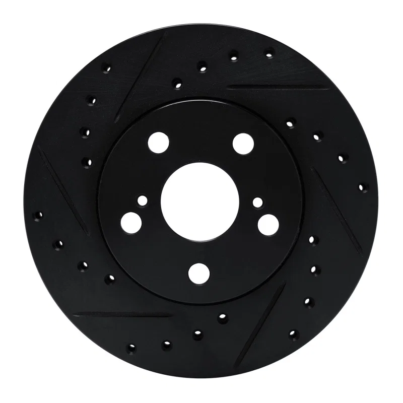 R1 Concepts 633-76033L, R1 87-87 Toyota Camry Front Left Drilled & Slotted Black Brake Rotor