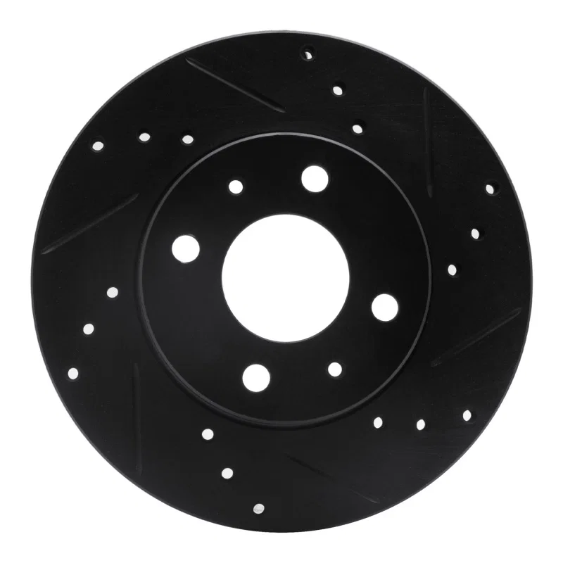 R1 Concepts 633-67045R, R1 95-00 Nissan Sentra Front Right Drilled & Slotted Black Brake Rotor