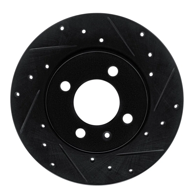 R1 Concepts 633-74013R, R1 84-97 Audi Coupe Front Right Drilled & Slotted Black Brake Rotor