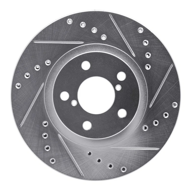 R1 Concepts 631-13009R, R1 90-16 Saab 9-2X Front Right Drilled & Slotted Silver Brake Rotor