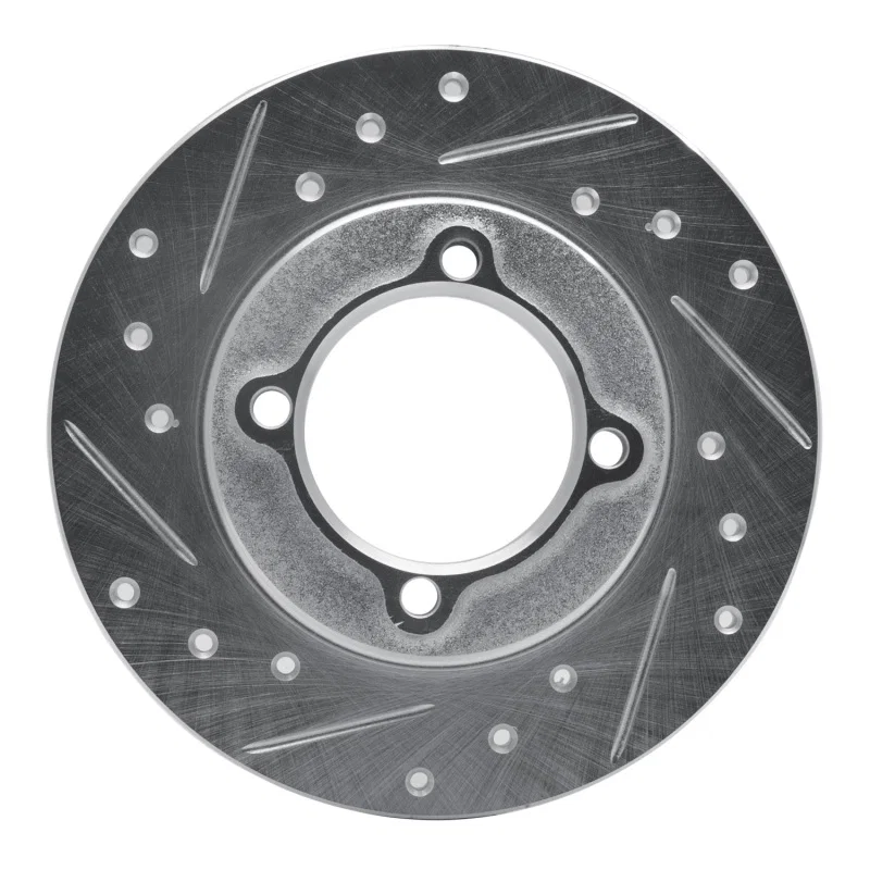 R1 Concepts 631-54000L, R1 88-93 Ford Festiva Front Left Drilled & Slotted Silver Brake Rotor
