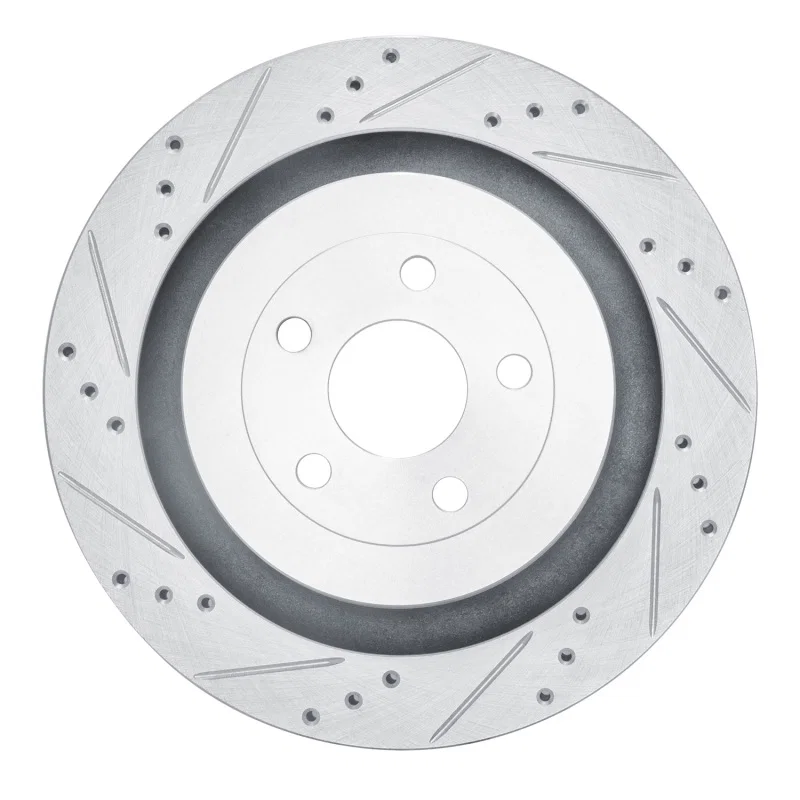 R1 Concepts 631-55010L, R1 2019-2024 Ford Edge Rear Left Drilled & Slotted Silver Brake Rotor