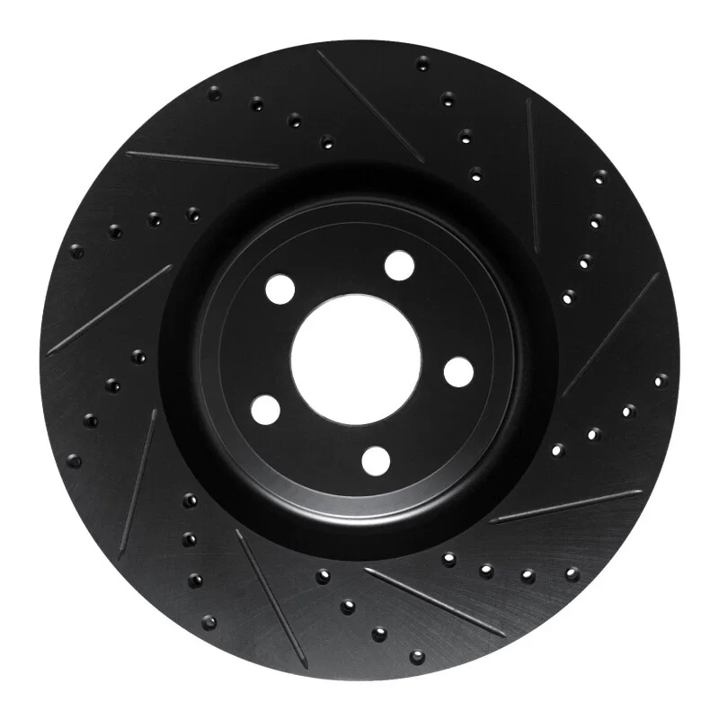 R1 Concepts 633-54277R, R1 20-25 Ford Explorer Front Right Drilled & Slotted Black Brake Rotor