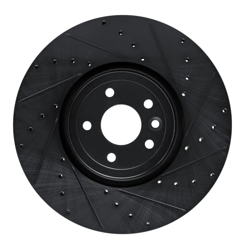R1 Concepts 633-20032R, R1 16-24 Jaguar XF Front Right Drilled & Slotted Black Brake Rotor