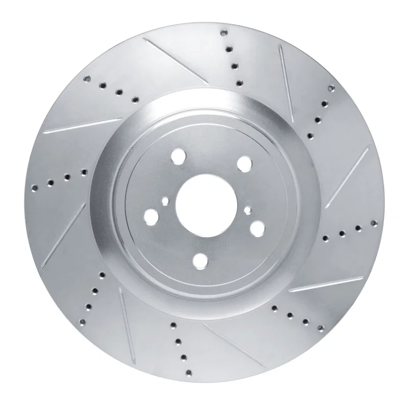 R1 Concepts 631-75037D, R1 15-22 Lexus RC F Right Front Drilled & Slotted Silver Brake Rotor