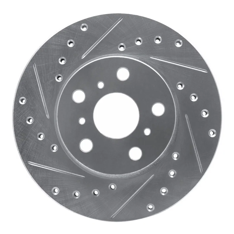 R1 Concepts 631-76033L, R1 87-87 Toyota Camry Front Left Drilled & Slotted Silver Brake Rotor