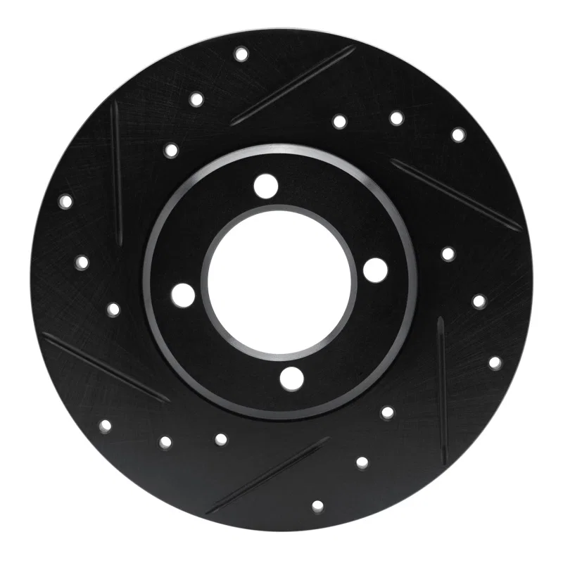 R1 Concepts 633-76005L, R1 70-79 Toyota Carina Front Left Drilled & Slotted Black Brake Rotor
