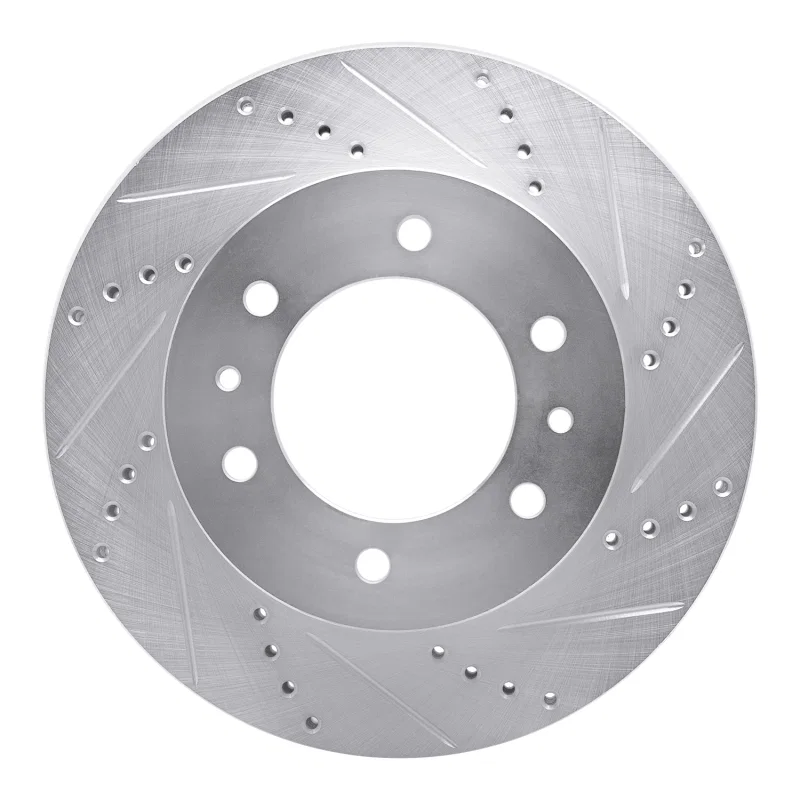R1 Concepts 631-93000R, R1 06-10 Hummer H3T Front Right Drilled & Slotted Silver Brake Rotor