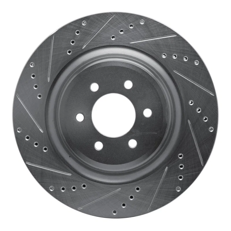R1 Concepts 631-40023L, R1 03-17 Dodge Viper Rear Left Drilled & Slotted Silver Brake Rotor