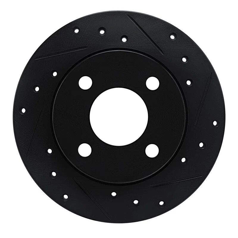 R1 Concepts 633-40021R, R1 78-90 Dodge Rampage Front Right Drilled & Slotted Black Brake Rotor
