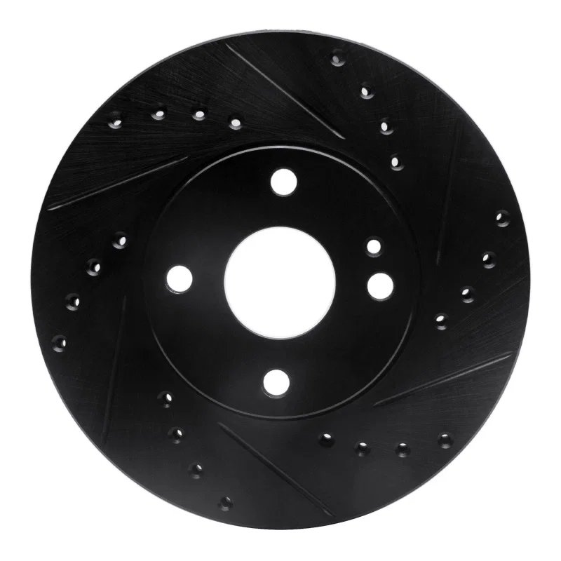 R1 Concepts 633-54002R, R1 90-03 Ford Escort Front Right Drilled & Slotted Black Brake Rotor