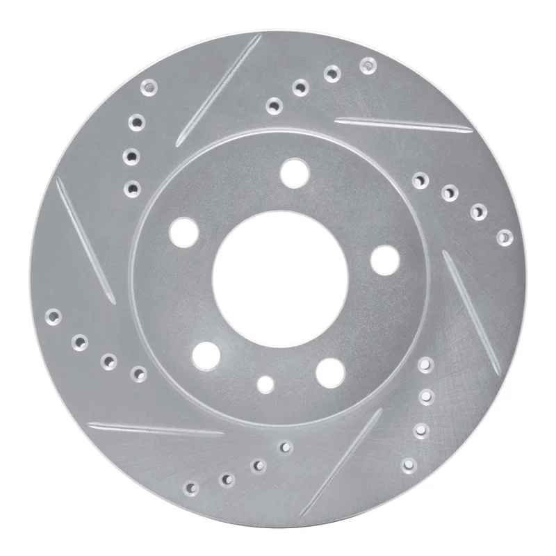 R1 Concepts 631-27012L, R1 82-90 Volvo 760 Series Front Left Drilled & Slotted Silver Brake Rotor