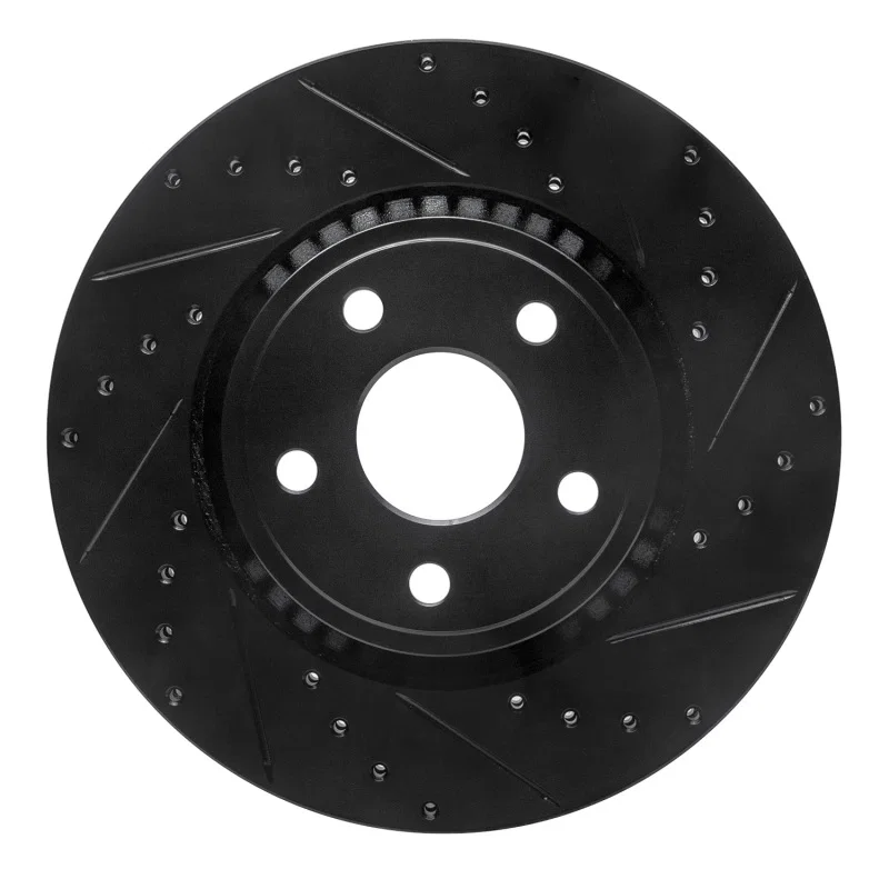 R1 Concepts 633-42007R, R1 11-25 Dodge Durango Front Right Drilled & Slotted Black Brake Rotor