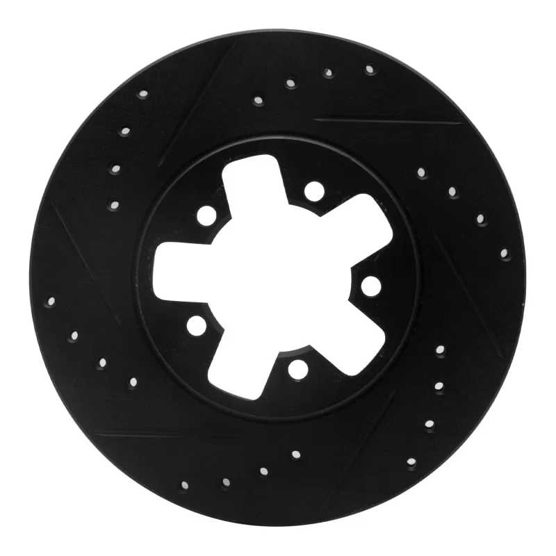 R1 Concepts 633-67017L, R1 1984-1989 Nissan 200SX Front Left Drilled & Slotted Black Brake Rotor