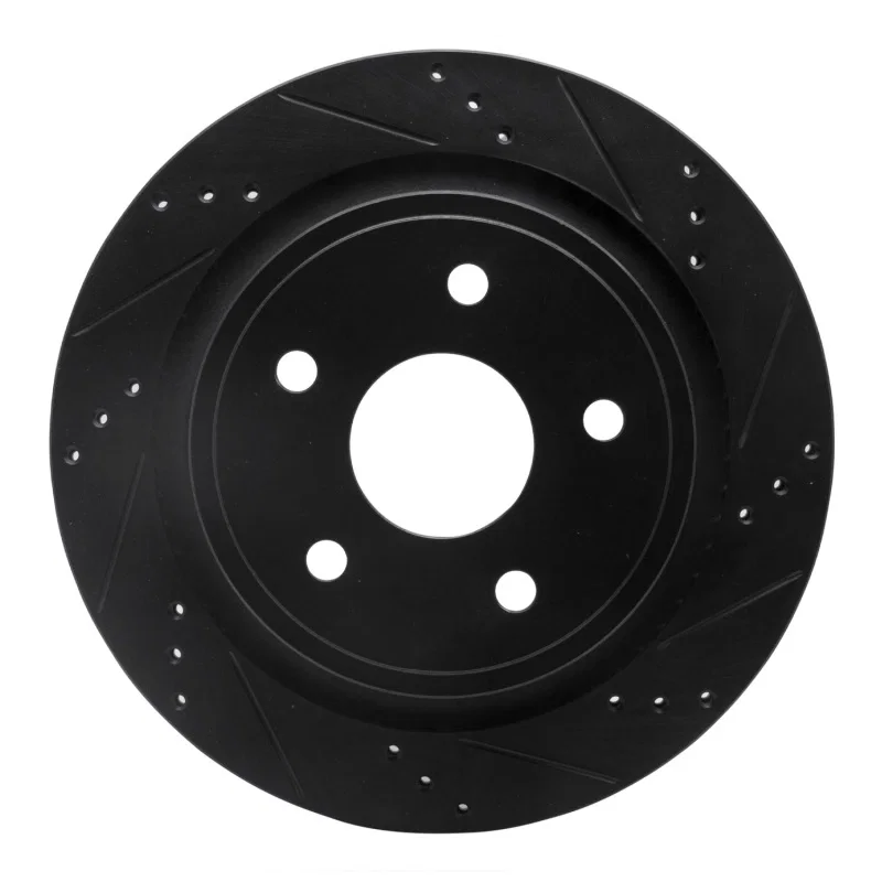 R1 Concepts 633-40095R, R1 02-24 Chrysler ASPEN Rear Right Drilled & Slotted Black Brake Rotor