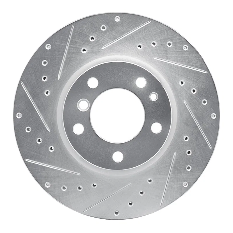 R1 Concepts 631-31033L, R1 93-97 BMW 850CI Front Left Drilled & Slotted Silver Brake Rotor
