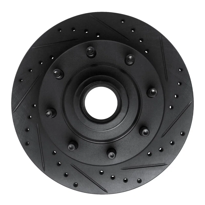R1 Concepts 633-54118R, R1 86-94 Ford E-250 Econoline Club Wagon Front Right Drilled & Slotted Black Brake Rotor
