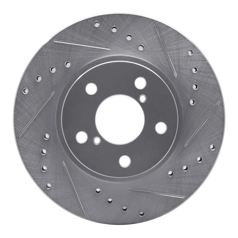 R1 Concepts 631-13007R, R1 90-01 Subaru Legacy Front Right Drilled & Slotted Silver Brake Rotor
