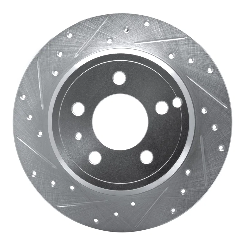 R1 Concepts 631-27019L, R1 96-04 Volvo 850 Rear Left Drilled & Slotted Silver Brake Rotor