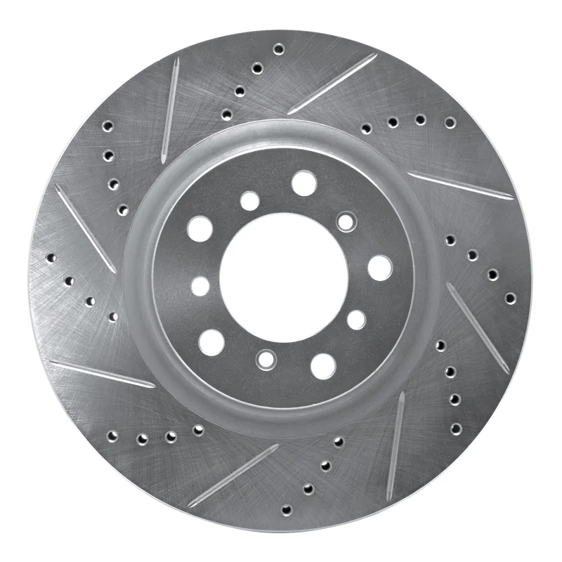 R1 Concepts 631-31055D, R1 2001-2006 BMW M3 Right Front Drilled & Slotted Silver Brake Rotor
