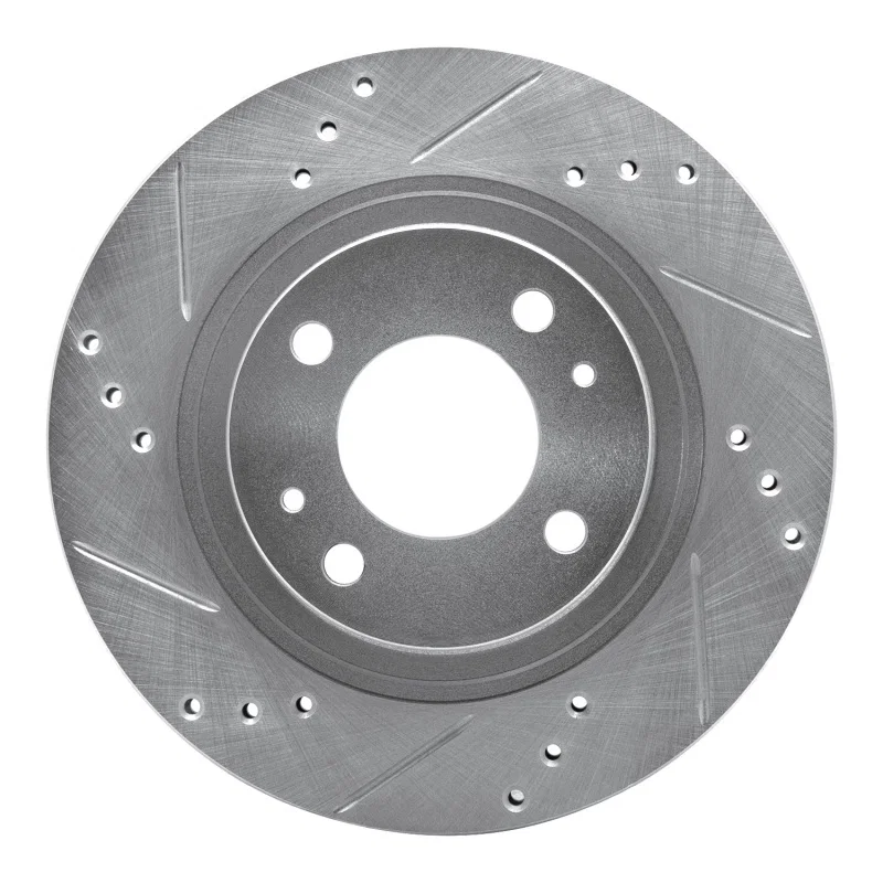 R1 Concepts 631-72046L, R1 12-17 Mitsubishi I-MIEV Front Left Drilled & Slotted Silver Brake Rotor