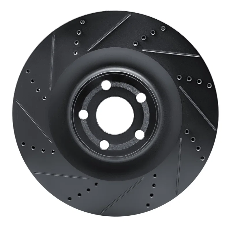R1 Concepts 633-54295L, R1 21-25 Ford Mustang Mach-E Front Left Drilled & Slotted Black Brake Rotor